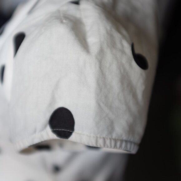 COPY - Retro ivory black polka dot buttoned dress size L - Picture 8 of 10